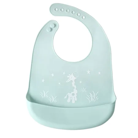 αδιάβροχη πράσινη Σαλιάρα Σιλικόνης Καμηλοπάρδαλη - itsababybox.gr