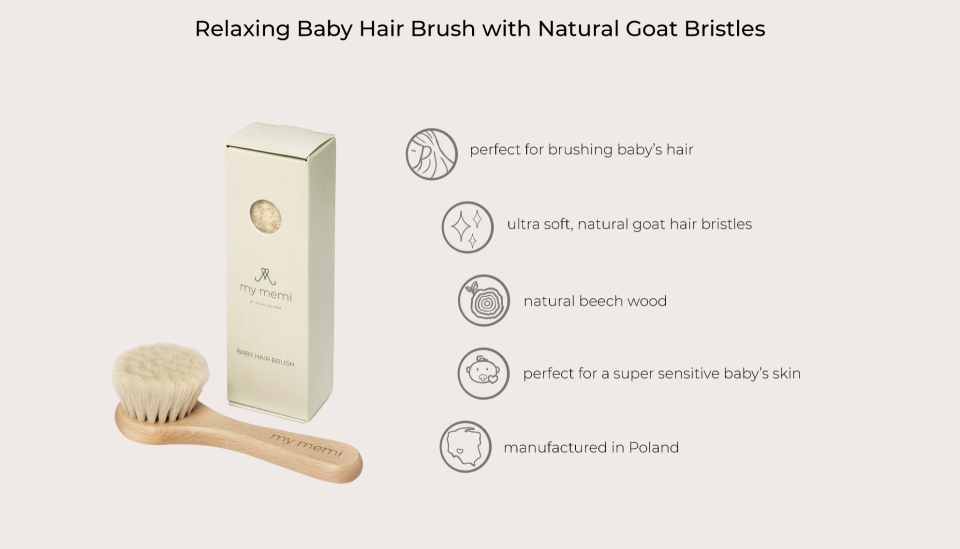 My Memi Χαλαρωτική Βρεφική Βούρτσα Μαλλιών με Φυσικές Τρίχες babybox.gr