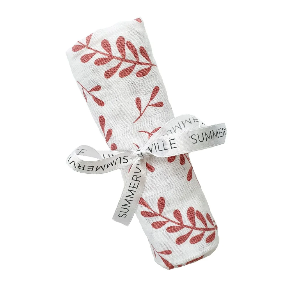 Summerville Organic Μουσελίνα από Οργανικό Βαμβάκι Floral dusty rose babybox