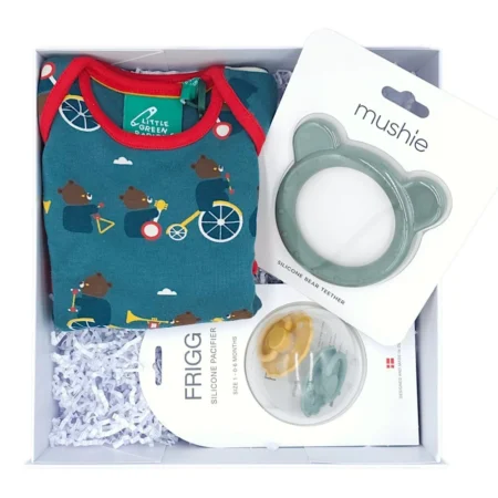 αρκουδίστικο σετ δώρου για μωρά πρασινο βρεφικο κουτι δωρου για μωρα αρκουδακια babybox