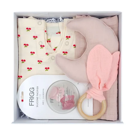 χαριτωμένο ροζ βρεφικό σετ δώρου babybox.gr