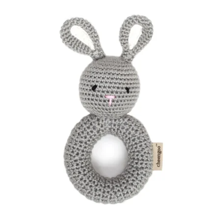 Χειροποίητη Πλεκτή Κουδουνίστρα Bunny Ring Cheengoo babybox.gr