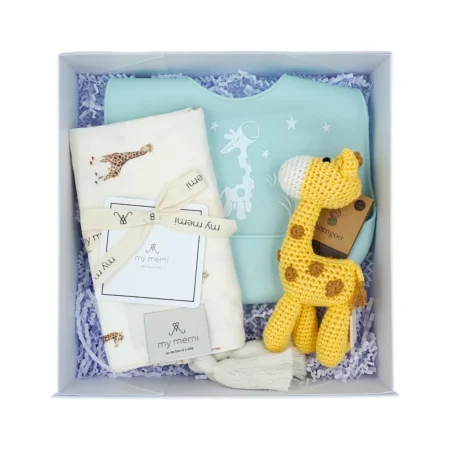 βρεφικό κουτί δώρου με καμηλαπαρδάλεις babybox.gr